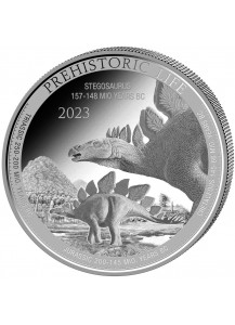 Kongo  2023 Stegosaurus  - Dinosaurier  Silber 1 oz  Congo