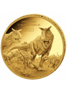Kongo  2025 CARNOTAURUS  - Dinosaurier  Gold 0,5 g  Congo Prehistoric Life II.