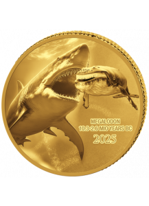 Kongo  2025 MEGALODON  - Dinosaurier  Gold 0,5 g  Congo Prehistoric Life II.