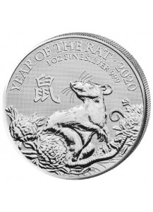 UK 2020 Lunar Jahr der Maus - Ratte  1 oz Silber GB