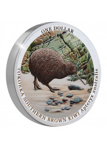 Neuseeland 2023 TOKOEKA SOUTHERN BROWN KIWI  Silber 1 oz Farbe - polierte Platte