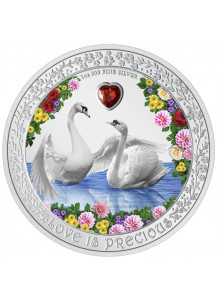 Niue 2023 Schwäne - Love is precious - Zirkon in Herzform Silber