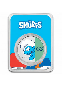 Niue 2023  SMURFS - DIE SCHLÜMPFE  Silber 1 oz FARBE Blister