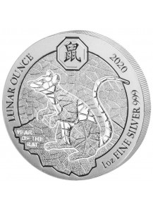 Ruanda 2020    Jahr der Ratte - Maus Lunar-Serie 1 oz Silber