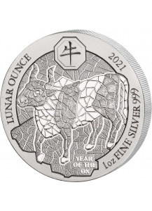 Ruanda 2021    Jahr des Ochsen  Lunar-Serie 1 oz Silber