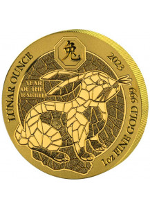 Ruanda 2023   Jahr des Hasen Lunar-Serie 1 oz Gold
