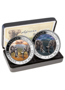 Somalia 2020   Elefant TAG UND NACHT 2 x 1 oz Silber
