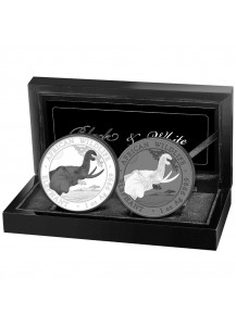 Somalia 2023   Elefant Black & White 2 x 1 oz Silber