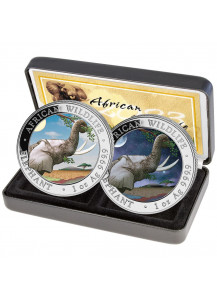 Somalia 2023   Elefant TAG UND NACHT - Day and Night 2 x 1 oz Silber