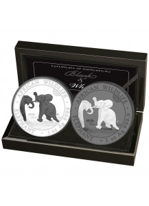 Somalia 2024   Elefant Black & White 2 x 1 oz Silber