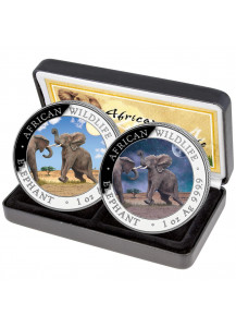 Somalia 2024   Elefant TAG UND NACHT - Day and Night 2 x 1 oz Silber