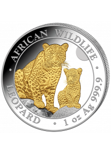 Somalia 2024  Leopard 1 oz Silber  VERGOLDET