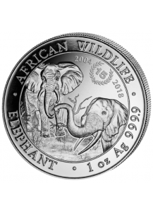 Somalia 2018   Elefant  15 JAHRE JUBILÄUM 1 oz Silber