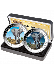 Somalia 2025   Elefant TAG UND NACHT - Day and Night 2 x 1 oz Silber