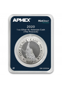 St. Helena 2020  Pfau - Peacock Serie Cash India Wildlife Silber 1 oz  MintDirect Premier