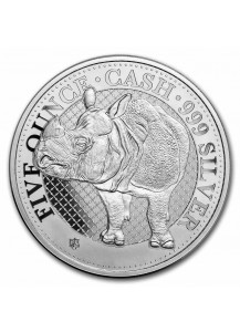 St. Helena 2022  NASHORN  Serie Cash India Wildlife Silber 5 oz