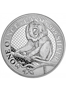 St. Helena 2022  BARTAFFE   Serie Cash India Wildlife Silber 1 oz  Lion tailed Macaque