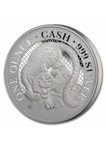 St. Helena 2024  SCHNEELEOPARD   Serie Cash India Wildlife Silber 1 oz  SNOW LEOPARD