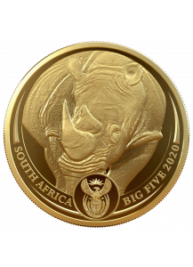 Südafrika 2020  BIG FIVE - NASHORN Gold 1 oz polierte Platte