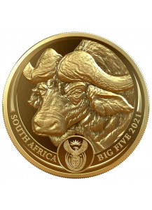 Südafrika 2021  BIG FIVE - BÜFFEL Gold 1 oz polierte Platte PP  1. Serie