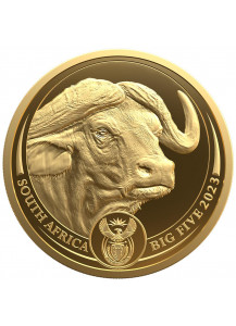 Südafrika 2023  BIG FIVE - BÜFFEL Gold 1 oz polierte Platte PP  2. Serie