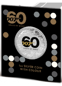 Tuvalu 2022  60 Jahre JAMES BOND 007  FARBE im Blister Silber1 oz