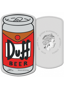 Tuvalu 2019  DIE SIMPSONS - DUFF BEER Silber 1 oz PP Farbe  PP