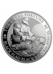 Tuvalu 2020  Black Flag  The Royal Fortune  Piratenschiff Silber 1 oz