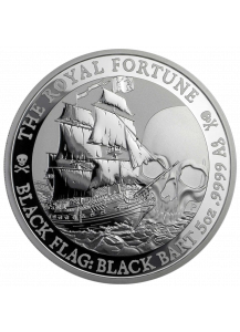 Tuvalu 2020  Black Flag  The Royal Fortune  Piratenschiff Silber 5 oz