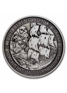 Tuvalu 2022  Black Flag  THE RISING SUN Antik finish Piratenschiff Silber 1 oz