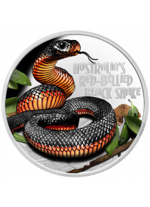 Tuvalu 2022  RED BELLIED BLACK SNAKE Rotbauch Schwarzotter Deadly & Dangerous Silber