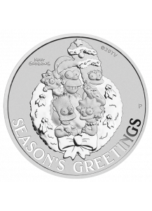 Tuvalu 2022  SEASONS GREETINGS - Weihnachtsgrüße Simpsons Silber 1 oz  