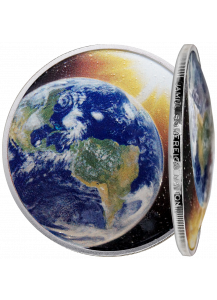 USA 2021  Sonnensystem ERDE - Silber 1 oz  Farbe gewölbt